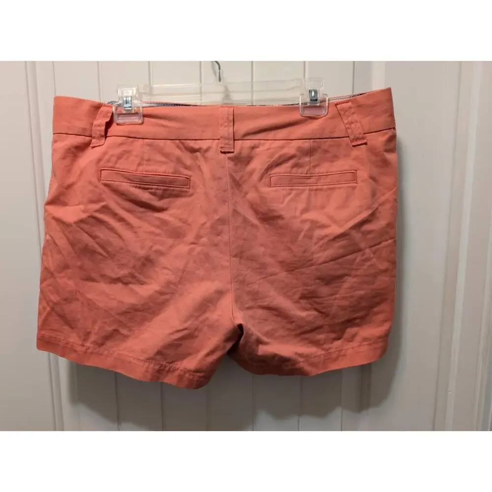 J.Crew Broken-in Chino Orange/Coral Mid Rise 100% Cotton Shorts Sz 14
